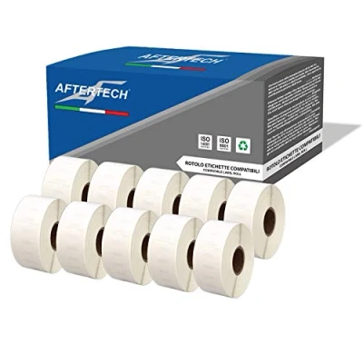 Abbildung von Aftertech 10 x 11355 19 51 mm kompatible Etiketten (500 Etiketten/Rolle = 5000 insgesamt) für Dymo LabelWriter Seiko SLP Etikettendrucker S0722550 11355, Stück (1er Pack)