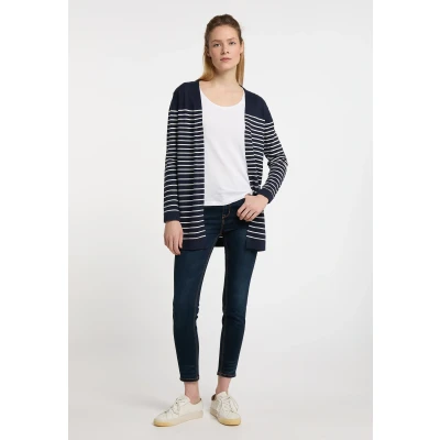 Abbildung von DREIMASTER Maritime Damen Strickjacke M/L / Marineblau Off White 50% Viskose 28% Polyester 22% Nylon
