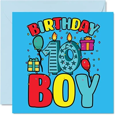 Abbildung von Geburtstagskarte zum 10. Geburtstag Junge für 10 Jahre alter Jungen Geburtstagskarten ihn 145 mm Grußkarte Sohn Bruder Enkel Neffe Cousin Gott zehnter