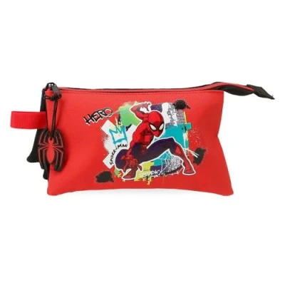 Abbildung von Disney Joumma Bags, Marvel, Spiderman, Urban Schulmäppchen, Federmäppchen für Kinder, aus Polyester., rot, Dreifaches Federmäpp