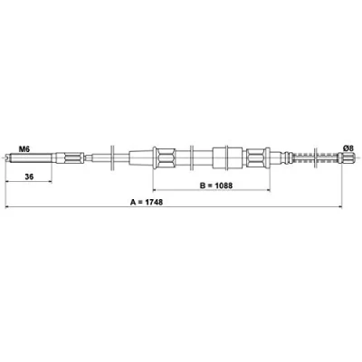 Abbildung von ATE 24.3727 0118.2 Handbremsseil 1748 VOLKSWAGEN: GOLF 2, Jetta 2