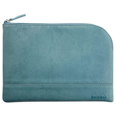 Abbildung von Rhodia 116635C Rhodiarama Reißverschlusstäschchen aus italienischem Kunstleder, M (16x22 cm), Wasserblau, 1 Stück