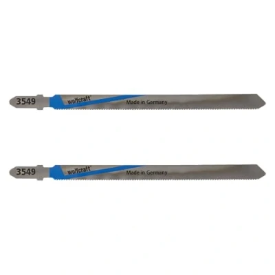 Abbildung von wolfcraft 2 Stichsägeblätter HSS I 3549000 T Schaft für Metallrohre, Stahlblech, NE Metall gerader Schnitt TÜV zertifiziert