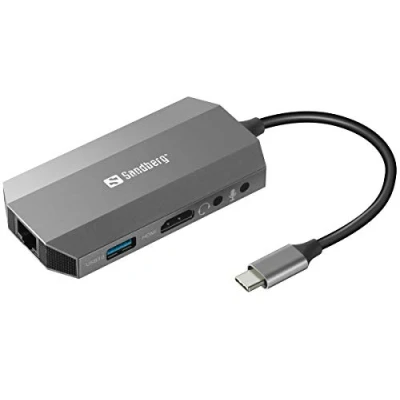Abbildung von Sandberg USB C 6 in1 Travel Dock Dockingstation HDMI GigE