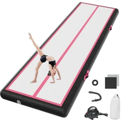 Abbildung von airtrack Matte mit elektrischer Luftpumpe 10cm hoch 6M Tumbling Matten Aufblasbare turnmatte gymnastikmatte Yogamatte Camping Trainingsmatte