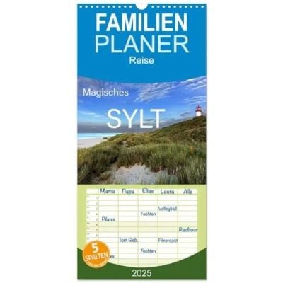 Abbildung von Familienplaner 2025 Magisches Sylt mit 5 Spalten (Wandkalender, 21 cm x 45 cm), CALVENDO