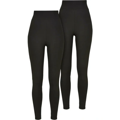 Abbildung von Urban Classics 2PACK Leggings Hosen, Damen, Größe: Large, Black