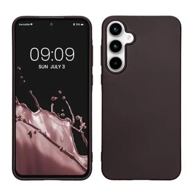 Abbildung von kwmobile Case kompatibel mit Samsung Galaxy A55 5G Hülle Schutzhülle aus Silikon metallisch schimmernd Handyhülle Metallic Brombeere