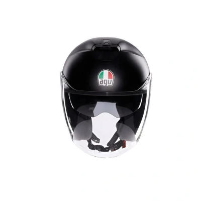 Abbildung von AGV IRIDES E2206, Motorrad Jet Helmet, Unisex, Helm mit Kratzfestes Visier UV Schutz, Matt Black, M