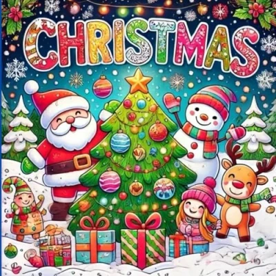 Abbildung von Christmas: Entdecke das perfekte Weihnachts Malbuch für kleine Künstler ab 4 Jahren!