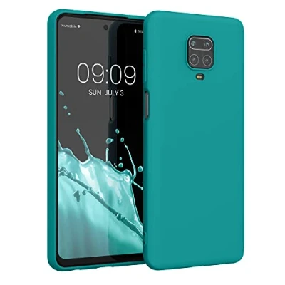 Abbildung von kwmobile Hülle kompatibel mit Xiaomi Redmi Note 9S / 9 Pro Max weiches TPU Silikon Case Cover geeignet für kabelloses Laden Petrol matt