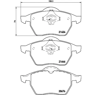 Abbildung von HELLA 8DB 355 007 881 Bremsbelagsatz nicht für Verschleißwarnanzeiger vorbereitet AUDI: A4 B5 Avant, Limousine, VOLKSWAGEN: Passat Variant