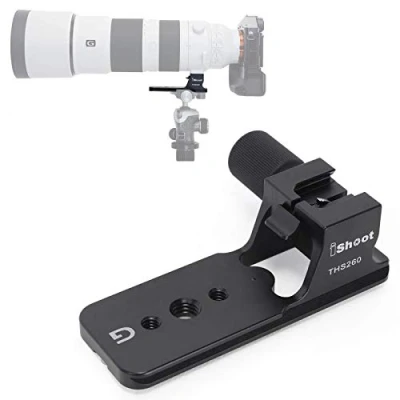 Abbildung von iShoot Objektiv Kragen Ersatz Sockel, Stativ Adapter für Sony FE 200 600 mm f/5.6 6.3 G OSS SEL200600G, integrierte 105 Schnellwechselplatte Kugelkopf von Arca Swiss