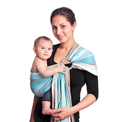 Abbildung von Hoppediz Ring Sling, Baby Tragetuch ab Geburt, 100 % schadstoffgeprüfte Baumwolle, Design Brest