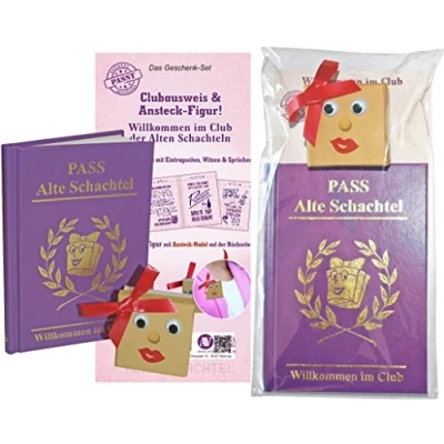 Abbildung von AV Andrea Verlag Willkommen im Club der Alten Schachtel, ultimative Pass für alte Schachteln. Clubausweis mit Ansteckfigur Set