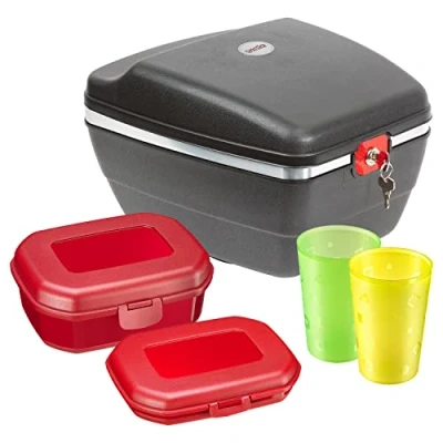 Abbildung von Westmark Fahrrad Set: 1 Radkoffer für alle Gepäckträger, 2 Snack Boxen, Trinkbecher, Kunststoff, Gerda Touring Tresor, Schwarz/Rot/Farbig sortiert, 5430GEE6