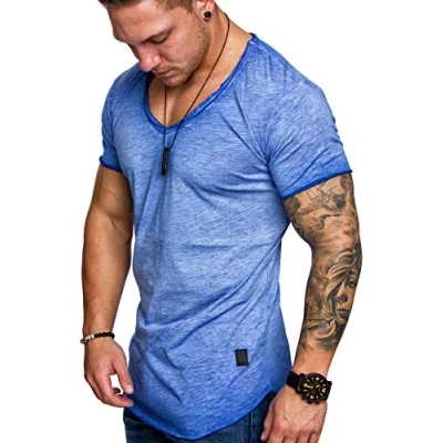 Abbildung von Amaci&amp;Sons T Shirt NYC Basic Oversize mit V Ausschnitt Herren Vintage Verwaschen