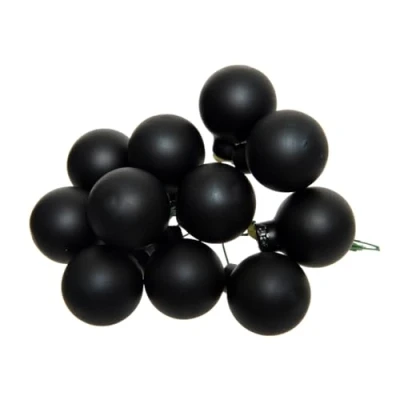 Abbildung von Kaemingk Weihnachtskugeln am Draht Glas 2cm x 12 Stück Spiegelbeeren matt zum Basteln Schwarz