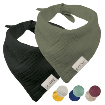 Abbildung von PiuPet® Hundehalstuch I 2er Set Hundehalstücher große Hunde Halstuch Hund Stylisches Bandana &amp; kleine Hundebekleidung Zubehör Schwarz/Grün (L) 76x53x53cm