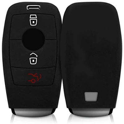 Abbildung von kwmobile Autoschlüssel Silikon Hülle kompatibel mit Mercedes Benz Smart Key (nur Keyless) Schlüsselhülle in Schwarz