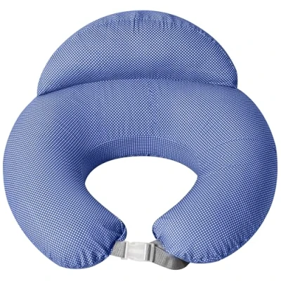 Abbildung von sei Design Stillkissen klein Baby Stillhörnchen mit abnehmbaren Stillkissenbezug aus 100% Baumwolle Stillmond Mond Lagerungskissen, Erstausstattung (Jeansblau)