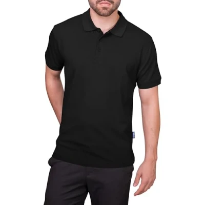 Abbildung von HRM Herren Heavy Polo, schwarz, Gr. L I Premium Polo Shirt aus 100% Baumwolle Basic Polohemd bis 60C waschbar Hochwertige &amp; nachhaltige Bekleidung Workwear