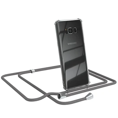 Abbildung von EAZY CASE Handykette kompatibel mit Samsung Galaxy S8 Handyhülle Umhängeband, Handykordel Schutzhülle, Silikonhülle, Hülle Band, Stylische Kette für Smartphone, Anthrazit