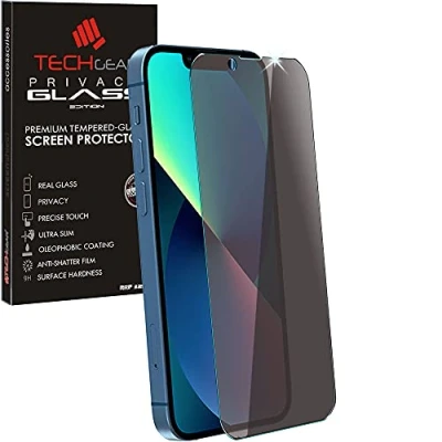 Abbildung von TECHGEAR Anti Spy Schutzfolie kompatibel mit iPhone 14, 13/13 Pro PRIVACY Privatsphäre Edition Displayschutzfolie aus gehärtetem Glas