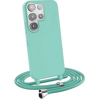 Abbildung von MyGadget Handykette für Samsung Galaxy S23 Ultra [ Hülle mit verstellbaren Band ] TPU Handyhülle Handyband zum Umhängen Kordel Schnur Case Schutzhülle Mint