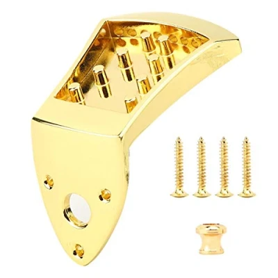 Abbildung von Mandoline Saitenhalter Steg mit Schrauben Zinklegierung Gold Dreieckige für 8 Saitige Gitarre Musikinstrument