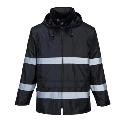 Abbildung von Portwest Klassische IONA™ Regenjacke, Größe: S, Farbe: Schwarz, F440BKRS