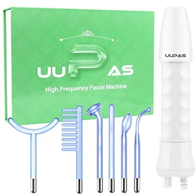 Abbildung von Hochfrequenzstab UUPAS 6 in 1 Blauer Gesicht mit Stk. Verschiedene Röhren für Gesicht/Augen/Körper Hochfrequenzgerät zur Aknestraffung Hautverjüngung Faltenentfernung