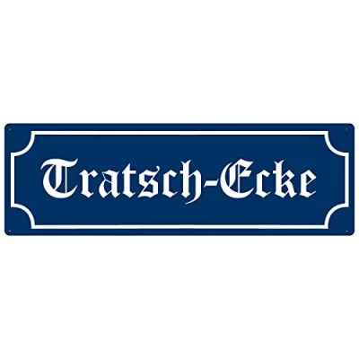 Abbildung von Interluxe METALLSCHILD Retro Blechschild Straßenschild TRATSCH Ecke Geschenk Nachbarn