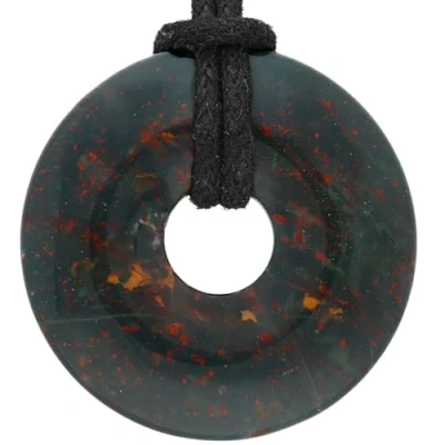 Abbildung von Lebensquelle Plus Heliotrop Donut Ø 30 mm + Baumwollband Edelstein Anhänger Echte Heilsteinkette inkl. Band