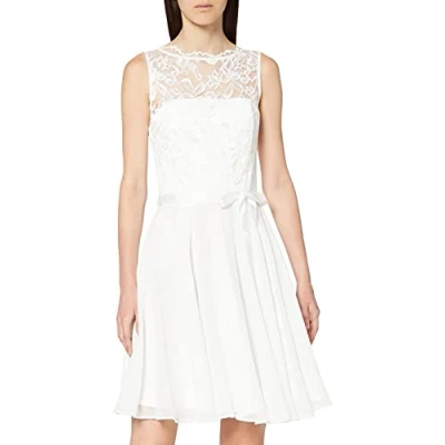 Abbildung von Swing Damen Cocktail Kleid mit floraler Spitze, Gr. 40, Elfenbein (elfenbein 9494)