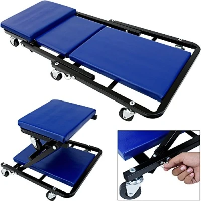 Abbildung von Deuba® 2in1 KFZ Rollbrett Werkstatthocker bis 150kg 6 leichtgängige 360 Lenkrollen Werkstattliege Montageliege Rollliege