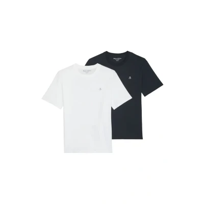 Abbildung von Marc O&#039;Polo 2 PACK Regular Tshirt basic, Herren, Größe: Medium, Navy &amp; white