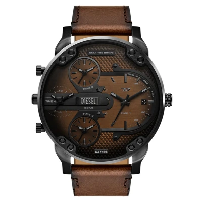 Abbildung von DIESEL Herren Analog Quarz Uhr mit Leder Armband DZ7492