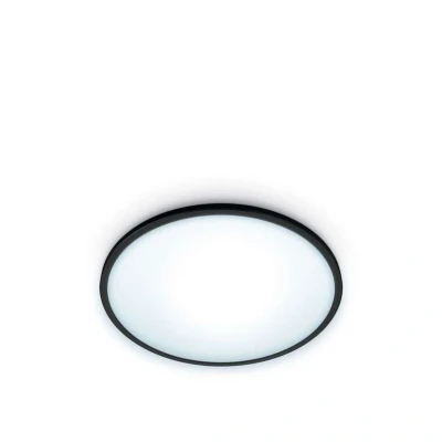 Abbildung von WiZ SuperSlim Deckenleuchte Tunable White, dimmbar, warm bis kaltweiß, 14W, smarte Steuerung per App/Stimme über WLAN, schwarz