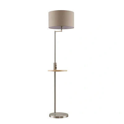 Abbildung von Lindby Stehlampe Zinia, nickelfarben, Ablage, USB Anschluss