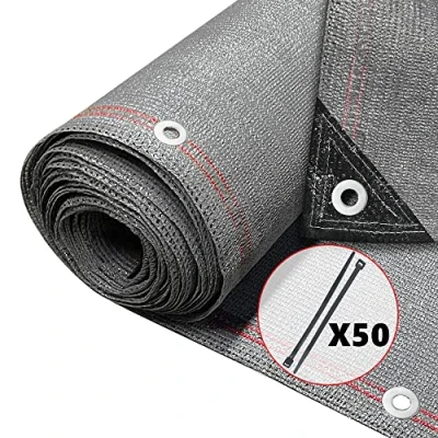 Abbildung von VOUNOT® Zaunblende 1.8x10m, Sichtschutz Zaun 230 g/m² HDPE Schattiernetz, Windschutz UV resistent Reißfest, 95% Beschattungsgrad, mit Löcher und Kabelbinder, Grau