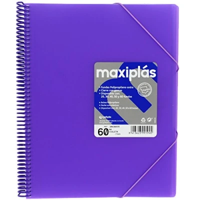 Abbildung von Grafoplás 39836035 Ordner mit 60 Hüllen A4 Gummizug und Spiralbindung, violett