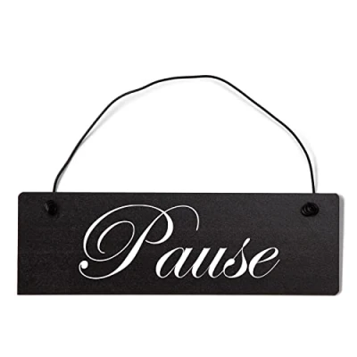 Abbildung von Homeyourself Pause Dekoschild Türschild schwarz mit Draht