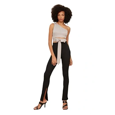 Abbildung von Trendyol Damen Tipp Detaillierte Strickstöße Leggings, Schwarz, L EU