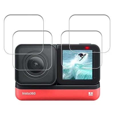 Abbildung von iDaPro Displayschutz schutzfolie für Insta360 One RS/One R LCD Bildschirm + 4K Objektiv [2 2 Stück], gehärtetes Glas, blasenfrei