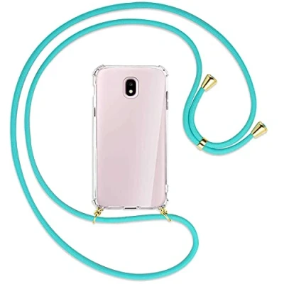 Abbildung von mtb more energy® Handykette kompatibel mit Samsung Galaxy J5 2017 (SM J530, 5.2&#039;&#039;) türkis/Gold Smartphone Hülle zum Umhängen Anti Shock Full TPU Case
