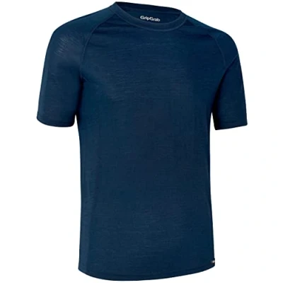Abbildung von GripGrab Unisex Erwachsene Merino Blend Thermo Unterhemd Unterwäsche, Navyblau Kurzarm, S