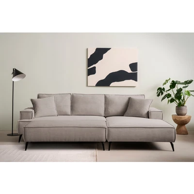 Abbildung von andas Sitzgruppe TVINNU, Polsterecke mit Hocker, L Form, Sofa in Cord, (Set, 2 tlg), aufwendiger Kedernaht, schwarze Füße