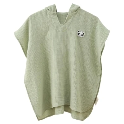 Abbildung von ALAVYA HOME® Premium 60x60 Unisex Bademantel Kinder mit Kapuze Badehandtuch 100% musselin Bio Baumwolle OEKO TEX Standard 100 flauschiges Frottee Khaki