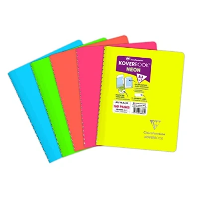 Abbildung von Clairefontaine 366623C Spiralheft Koverbook NEON Umschlag aus PP blickdicht 14,8x21cm 80 Blatt kariert, 1 Stück, farbig sortiert in Neonfarben